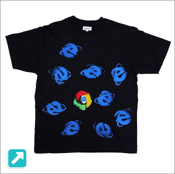 Nukume's Glitch Embroidery T-shirt with Internet Explorer and Google Chrome logos